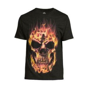 Way to Celebrate Men's & Big Men's Flaming Skull Halloween Graphic Shirt XL